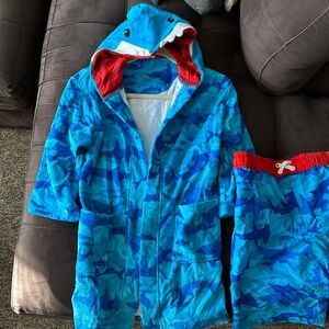 Adorable Shark swim robe and bathing suit! Size M 10/12 Saint Eve Swim